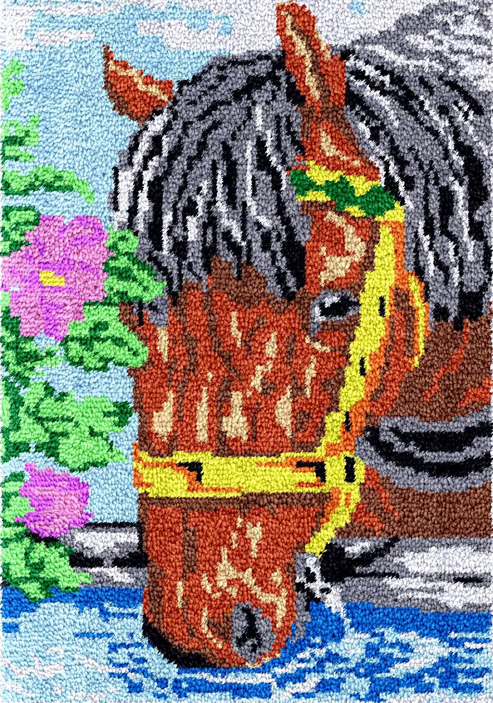 

Набор крючков с защелкой «Лошадь», Набор для вышивки ковров, пластиковые холщовые коврики «сделай сам», сумка для вязания крючком, гобелен, аксессуары и материалы