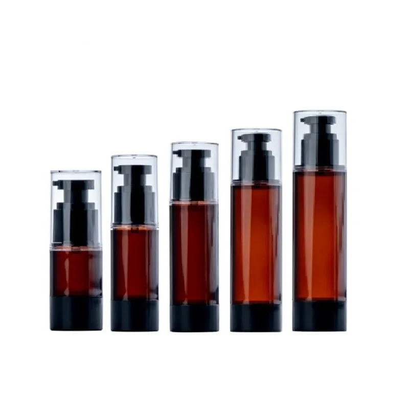 20pcs Empty 15-100ml Vacuum Spray Bottle Press Lotion Brown Avoid Light Liquid Foundation Eye Cream Container Cosmetic