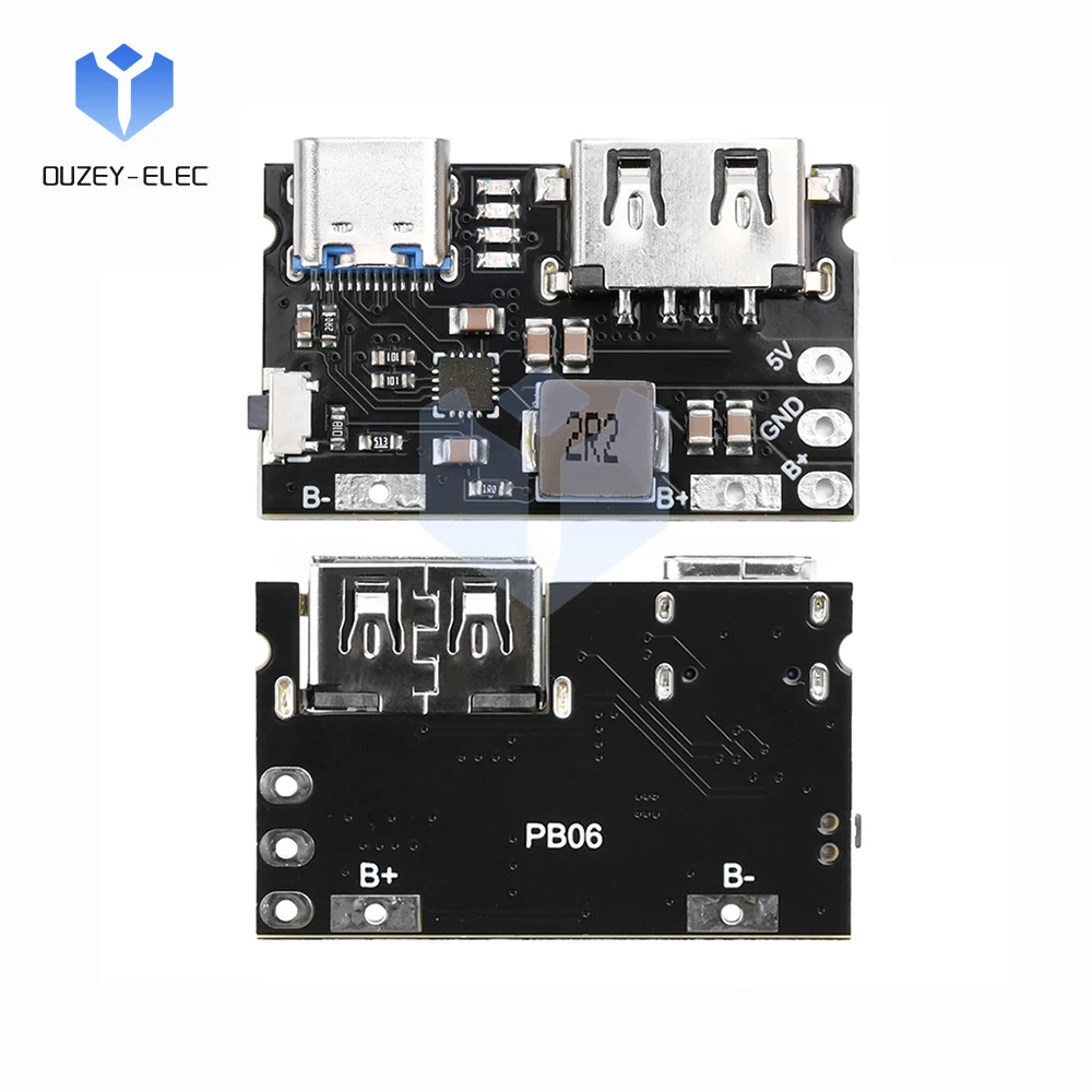 Power bank motherboard TYPE-C Input USB Output 5V 2.4A Li-ion battery charging/discharging control board DIY mobile power motherboard switch