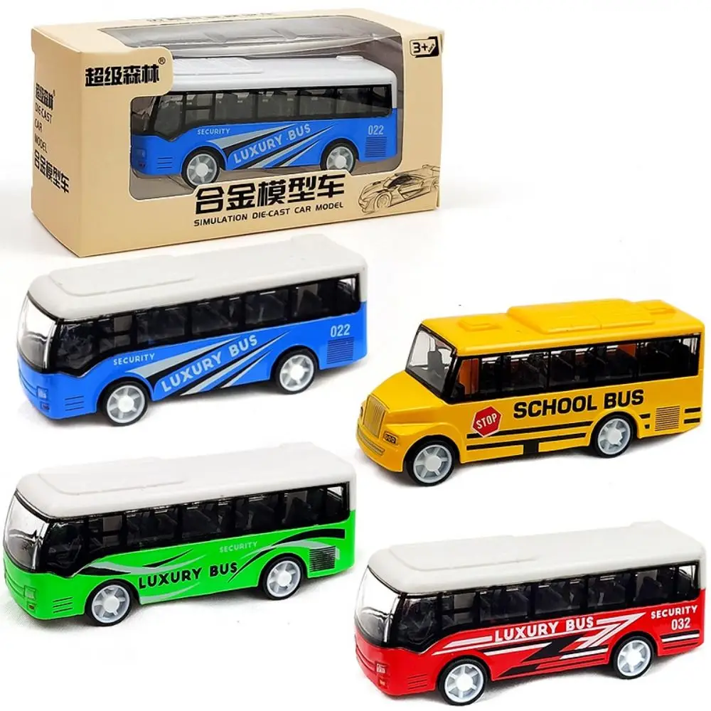 High Imitation Bus Shape Ornaments High Quality Kids Gift Hobbies Alloy Bus Model Extended Bus Toys Pull Back Vehicle Model 1