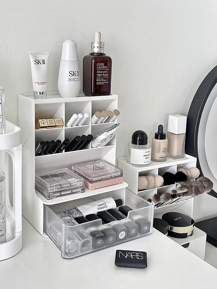 Makeup brush organizer box Drawer dresser Makeup lipstick eyeshadow skincare shelving desktop storage canister storage box 5