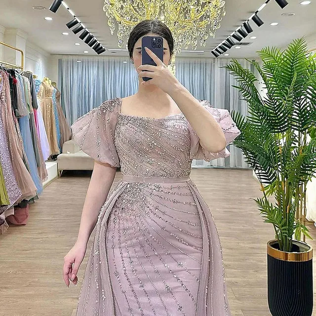2025 Romantic Charming Mermaid Evening Dress Pink Elegant Sequins Floor Length Prom Gown Vestidos De Novia Customized 2
