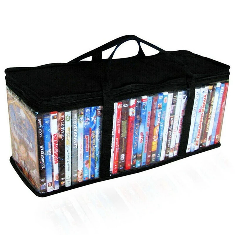 Retail 4X Large Clear Holds DVD CD Storage Holder Easy Zip Closure Carry Bag Organizer