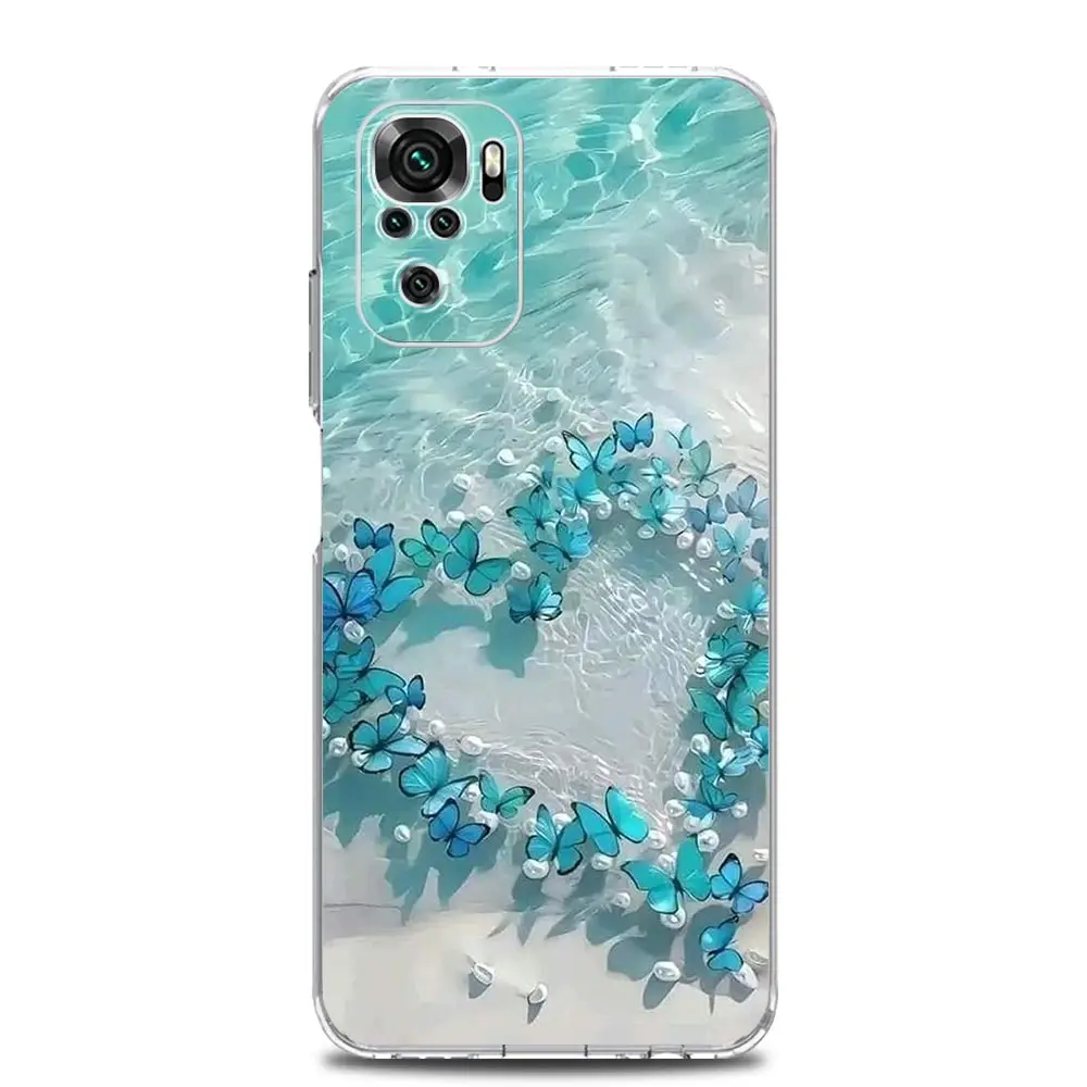 Blue Butterfly Ocean Waves Soft TPU Phone Case