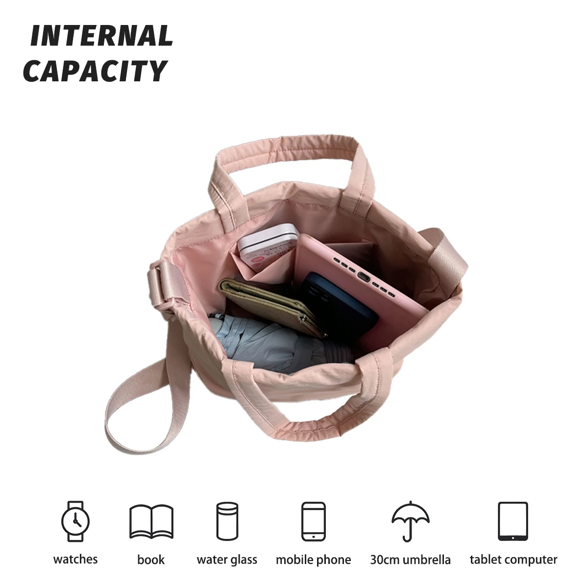 2025 New Commuting Tote Bag Nylon Lightweight Crossbody Bag Casual Portable Shoulder Bag Women's Shopping and Play Mother and Baby Mom Bag