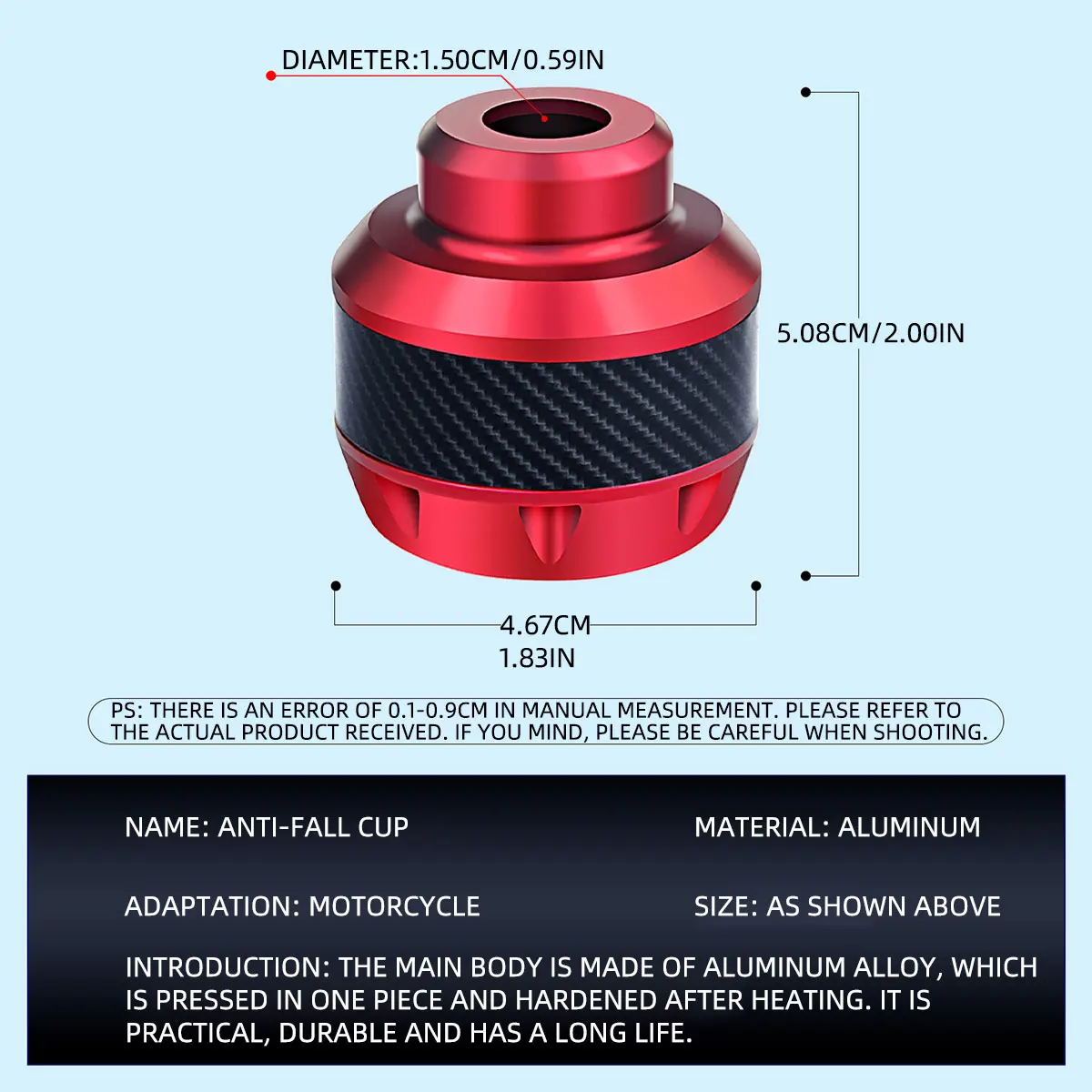 2PCS 오토바이 충돌 방지 장치 탄소 스쿠터 휠 프론트 포크 프레임 Anti-fall Cup Protector Modified Motor Accessorie Black