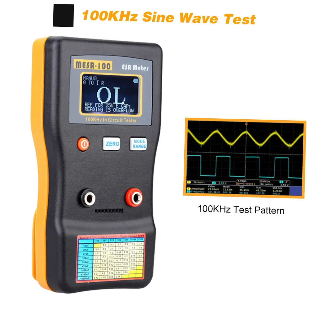 MESR-100 ESR Capacitor Tester Ohm Meter Professional Measuring Internal Resistance of Capacitor Capacitance Circuit Tester Capac 2