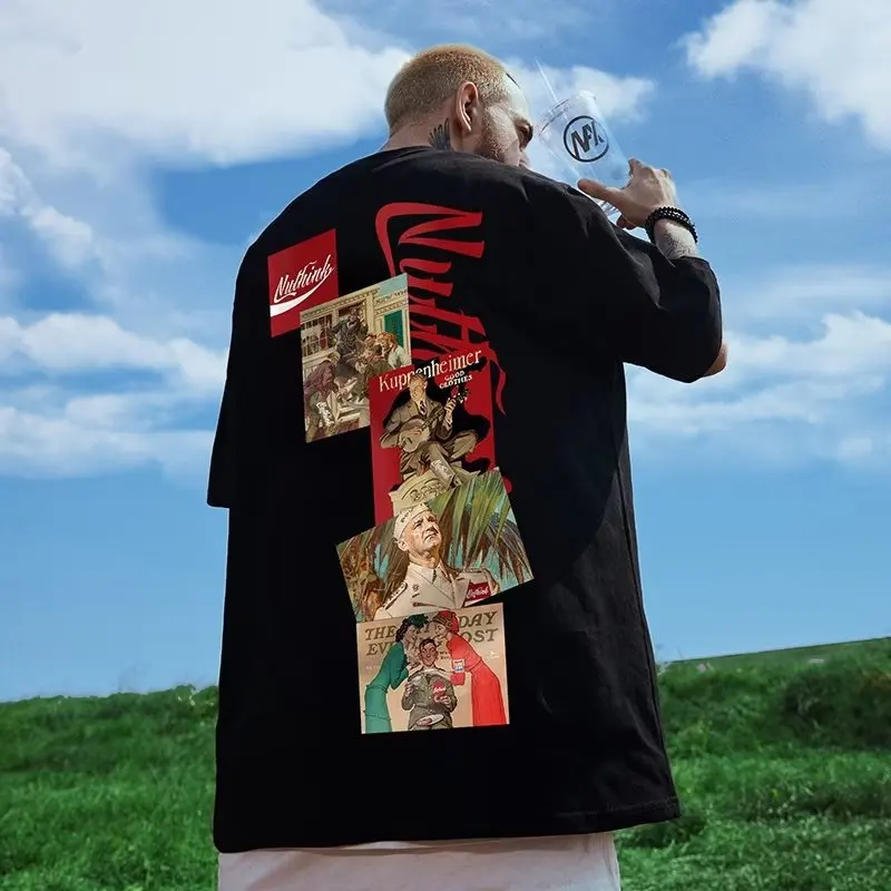 

Pure Cotton Men's Short Sleeve T-shirt Anime Plus Size Tops Soft Father's Day Comfortable Tiki Vintage Summer Harajuku Clothes