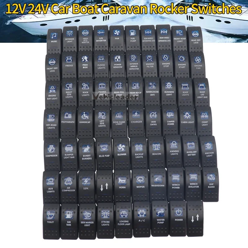 1 Pz 12V 24V Car Boat Caravan Interruttori A Bilanciere Interruttore A Bilanciere Impermeabile Dual Blue Led Light Bar Rocker Interruttore Luce Poster