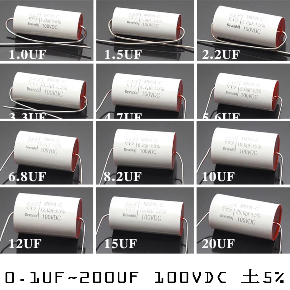 250V 100v 400v MKP series metallized polypropylene film high-end divider frequency dedicated capacitor 1UF 1.5UF 1.8UF 2.2UF 2. 20pcs 100v333j 5% high quality 0 033uf pitch 5mm 33nf 100v 333 333j cbb polypropylene film capacitor