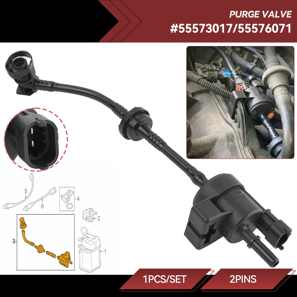 55573017 EVAP Canister Purge Valve Solenoid - Compatible With 2012-2021 Chevy Cruze, Sonic, Trax & Buick Encore 1.4L (Replaces CP781, 911-409)