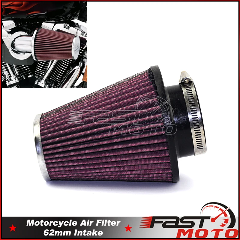 

For Harley Softail Road King FLHR High Flow Air Filter Element Oval Tapered RC-3680 Air Cleaner Intake Replacement 62mm Intake