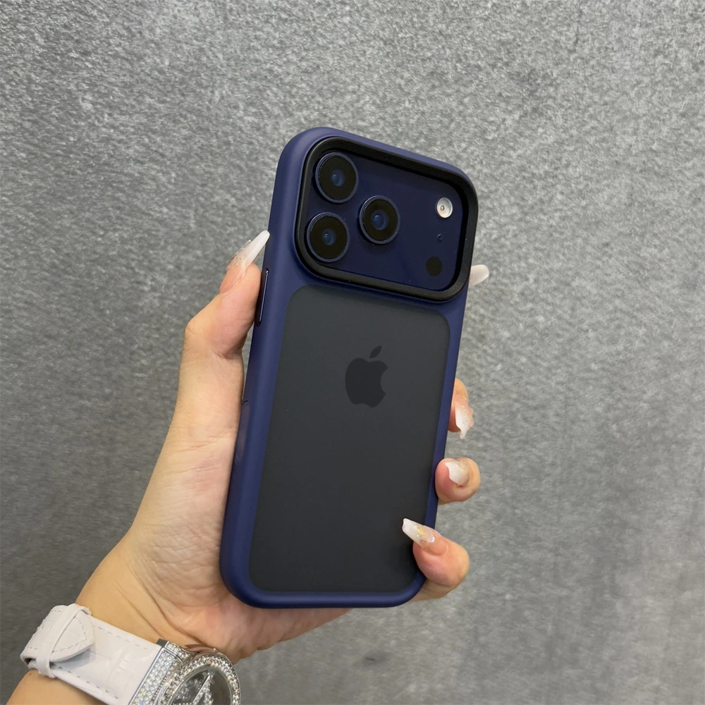 Sleek Translucent Phone Case with Air Camera Control Button - Durable Acrylic TPU Hybrid Armor Mat Cover