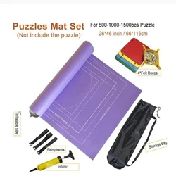 Colorful Felt Puzzle Mat Set with Portable Travel Storage Bag - 1500-3000 Piece Capacity Puzzle Accessories (1500pcs set Lavender)