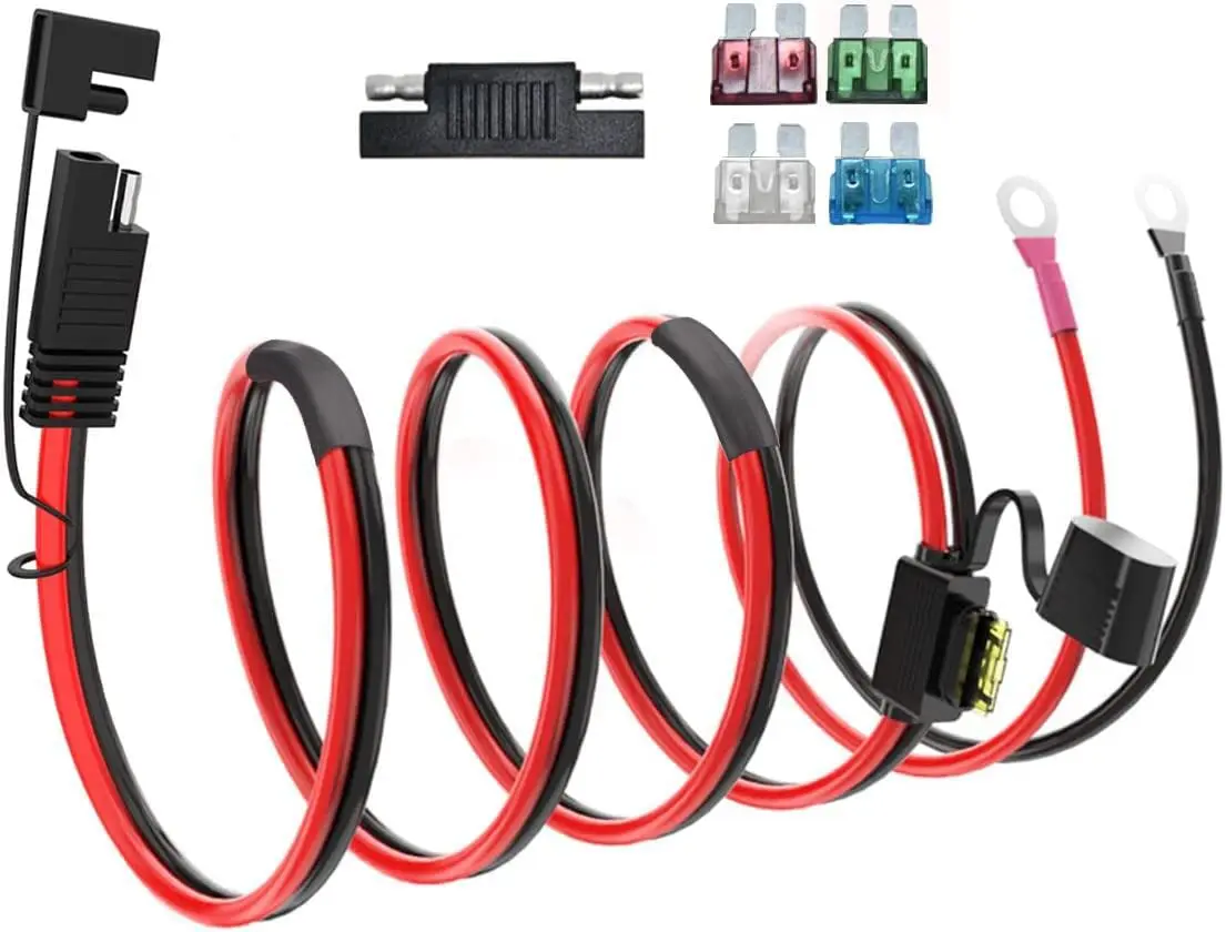SAE 배터리 커넥터, ELFCULB 10AWG SAE-O 링 터미널 하네스 2핀 퀵 디스커넥트 SAE 배터리 케이블(오토바이용)