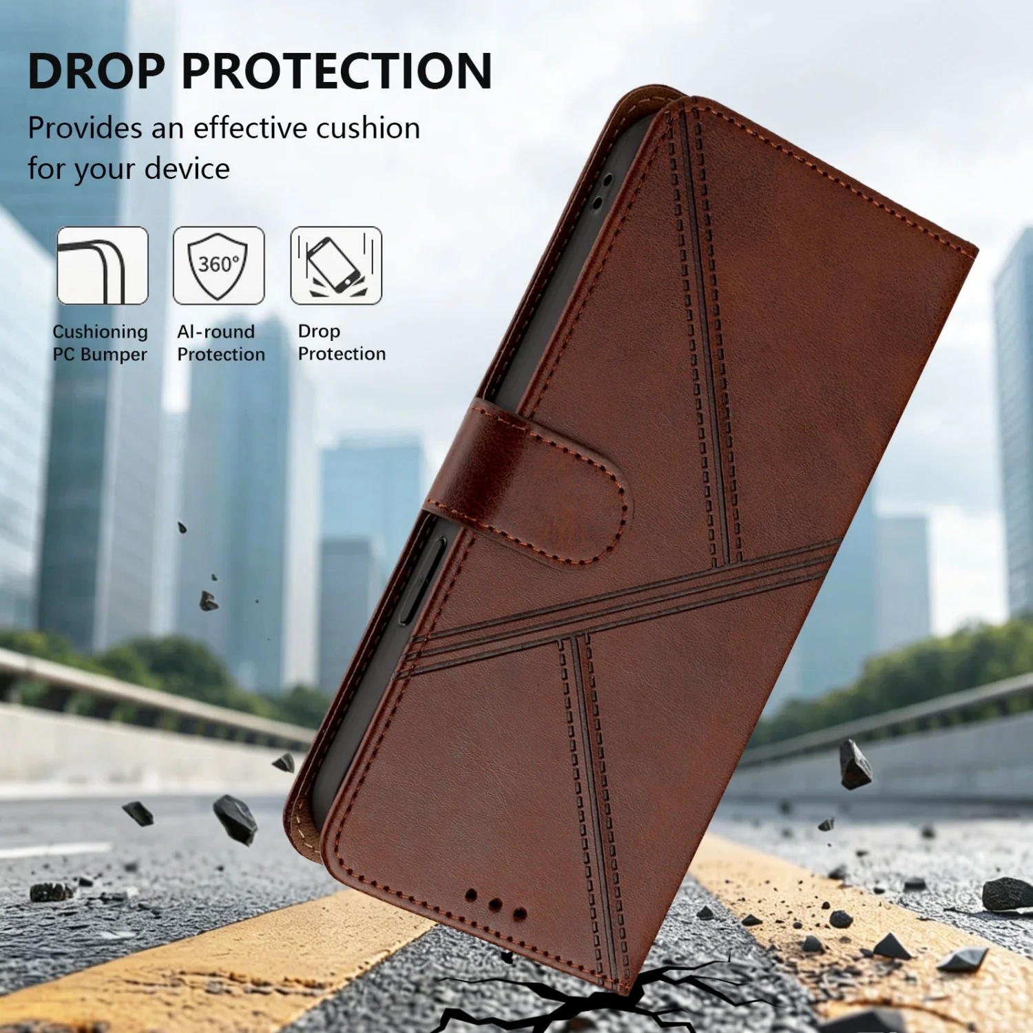Premium PU Leather Flip Wallet Cover Case
