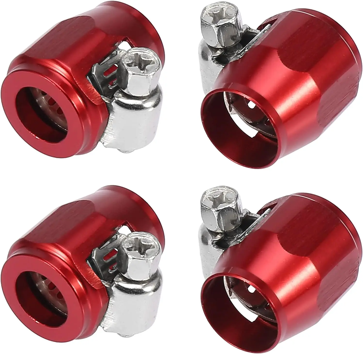 

Kidisoii 4pcs AN4 Hex Red Car Hose Finisher Flexible Rubber Pipe Clamp with Screw Band Adapter Fitting for Oil Fuel Water Tube