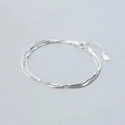 Elegant Layered 925 Sterling Silver Bracelet for Women - Stylish Jewelry Gift (S buckle)