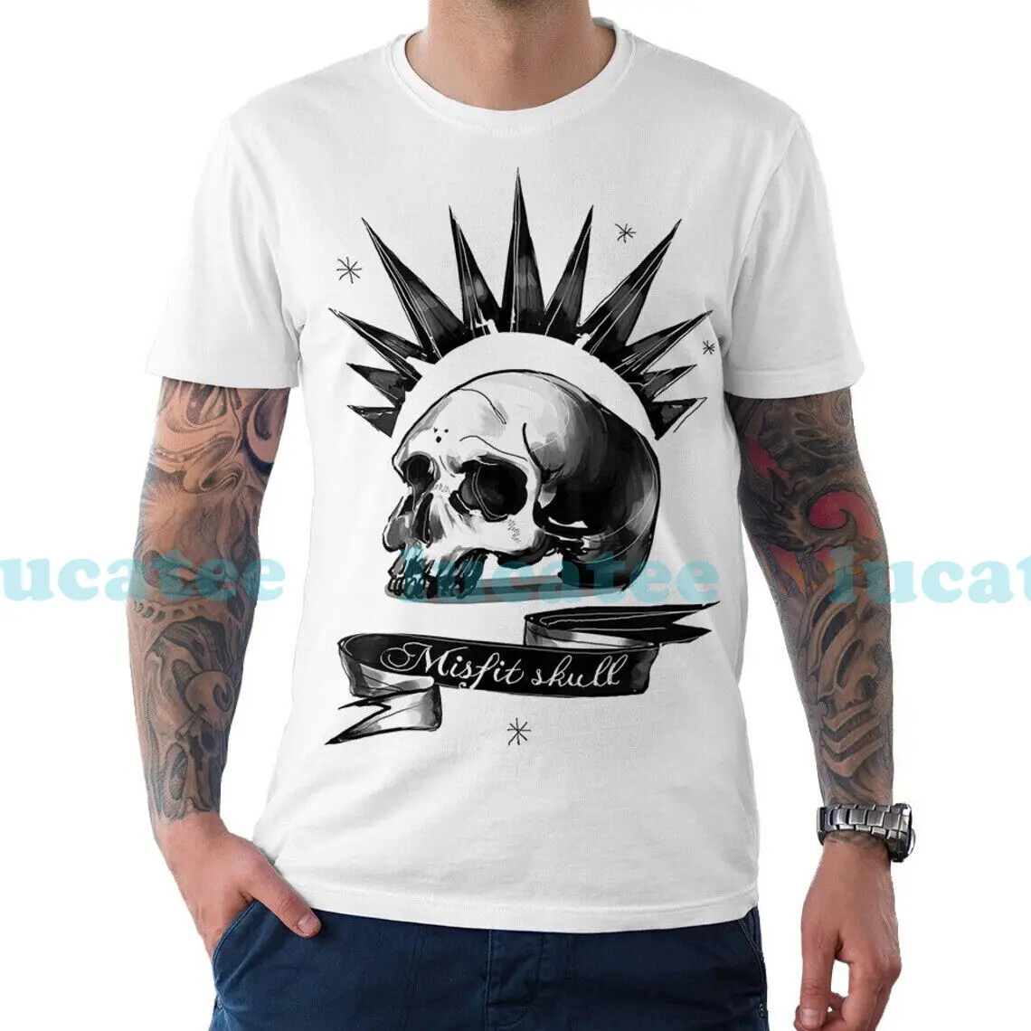 Life Is Strange T-Shirt Con Teschio Misfit Nero N93345 Maniche Lunghe O Corte