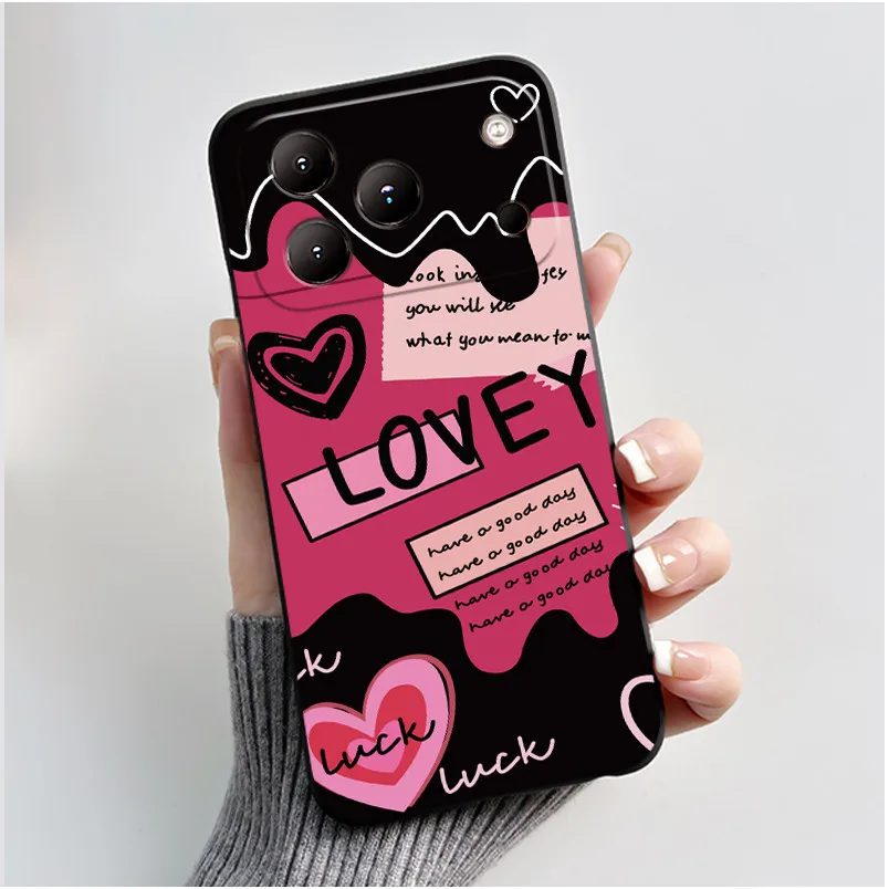 Charming Milk Tea Rabbit Phone Case - Black Anti-Scratch Soft Cover