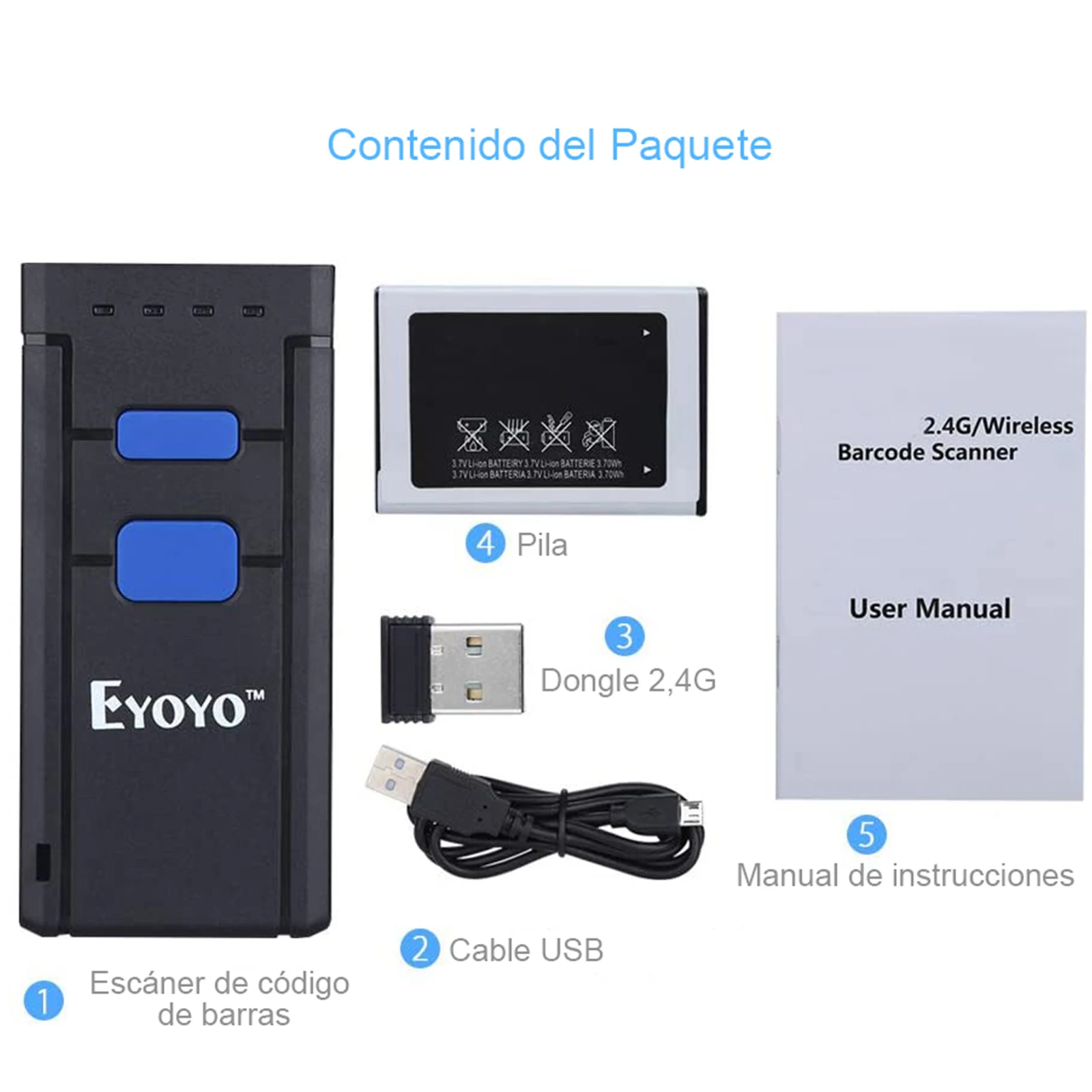 Eyoyo 1d Laser Ccd Portátil Barcode Scanner 16mb Armazenamento 1000mah Bateria Suporta Conexão Bluetooth para Windows Android Ios - Imagem 4
