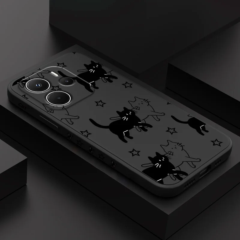 Star Cute Cat Liquid Silicone Phone Case Cover