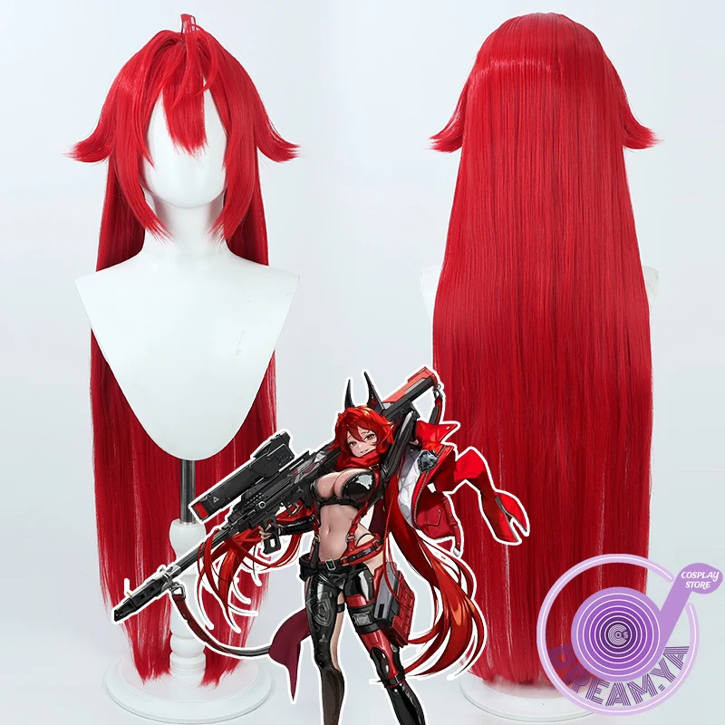 

Red Hood Cosplay Wig NIKKE The Goddess of Victory Red Long 100cm Synthetic Hair Heat Resistant Halloween Role Play + Wig Cap