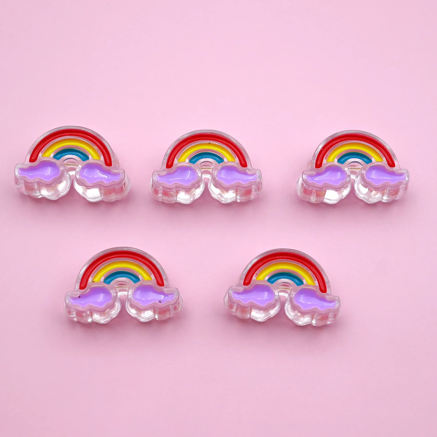 Rainbow Cloud Acrylic Beads for DIY Craft Accessories
