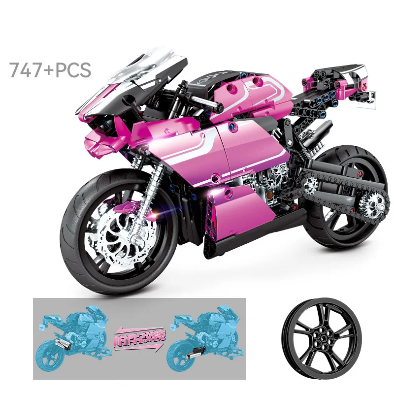 Technical Motorcycle Building Block City Motor Racing Car