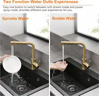 ก๊อกน้ำอ่างล้างจานแบบสัมผัสสีทองปัดเงา ก๊อกน้ำร้อนน้ำเย็นแบบดึงออกได้ ก๊อกผสมอ่างล้างจานสแตนเลส ก๊อกน้ำอ่างล้างจานแบบสัมผัส 3