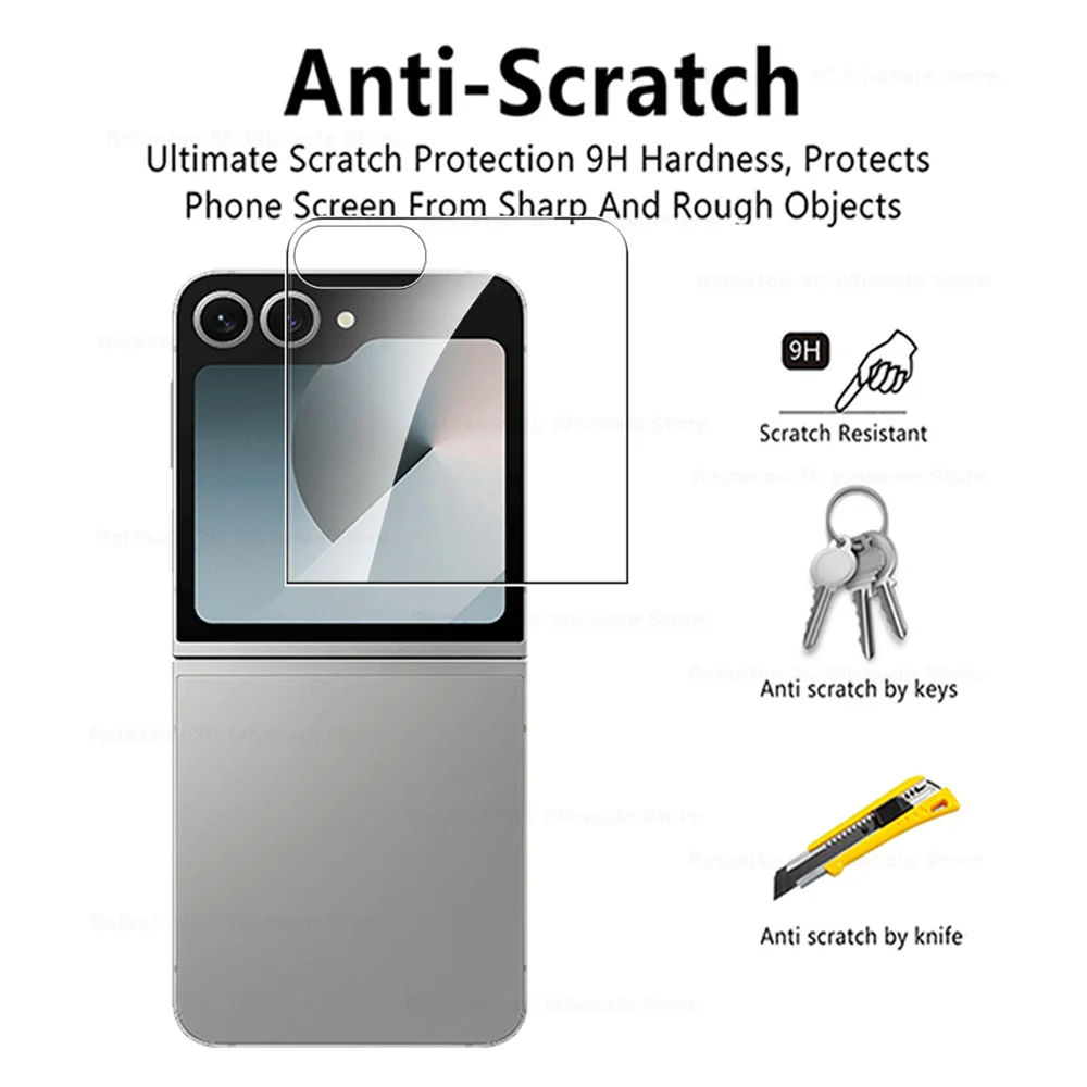 6-in-1 Full Coverage Tempered Glass Screen and Camera Lens Protector for Samsung Galaxy Z Flip Series
