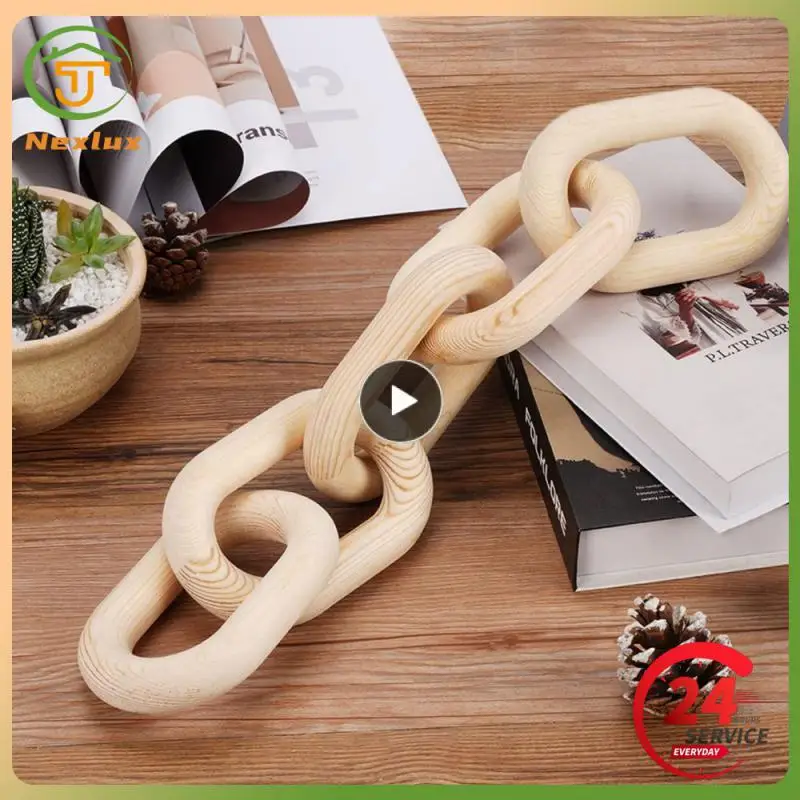 

Деревянная цепочка в богемном стиле, ручная резная цепочка из 5 звеньев, художественное украшение для стола, подноса, фермерского дома, офиса, стола в деревенском стиле
