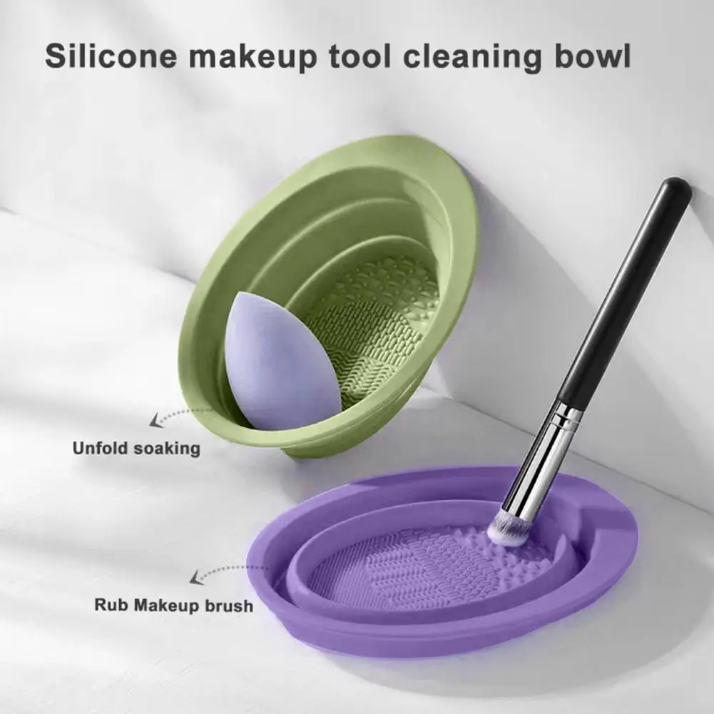 

Shape Brush Cleaner Folding Scrub Bowl Efficient Foldable Silicone Makeup Brush Mat Easy-to-use Environmentally for Brushes