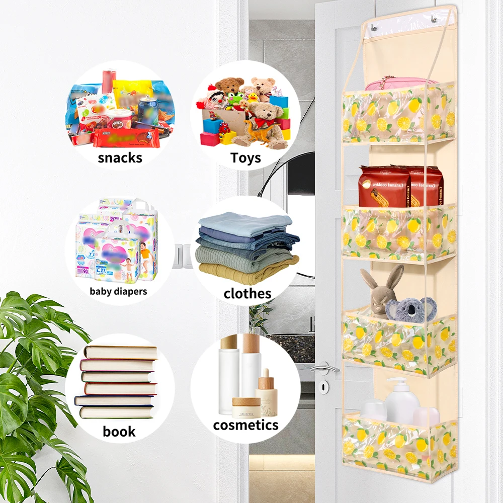 Storage Bag on Door Storage Bag, Multi-functional Fabric Hanging Bag Plush Toy Makeup Storage Suitable for Bedroom Dormitory 5