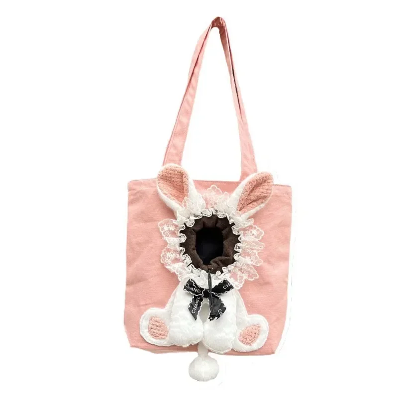 Pet Outdoor Carriers Cat Dogs Puppy Canvas Bag Cute Design High-End Puppy Carrier Seat Cushion Inside Pet Traveling Bag