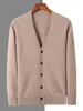 Spring Autumn Men V-neck Cardigan 100% Mink Cashmere Sweater Smart Casual Solid Comfort Cashmere Knitwear Korean Popular Clothes 5
