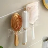 Wall-Mounted Hair Brush Holder – Clear Plastic Bathroom Organizer,Toiletries | 1pc Transparent Design | Use Without Electricity 1