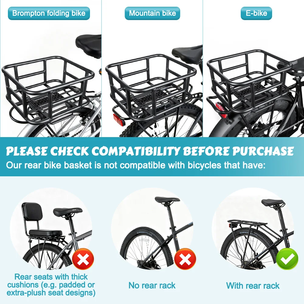 Hinterer Fahrradkorb Fahrrad-Gepäckträgertasche Schnellverschluss E-Bike-Korb Fahrradkörbe für den Gepäckträger für Outdoor-Reisen und Einkäufe – Detail 5