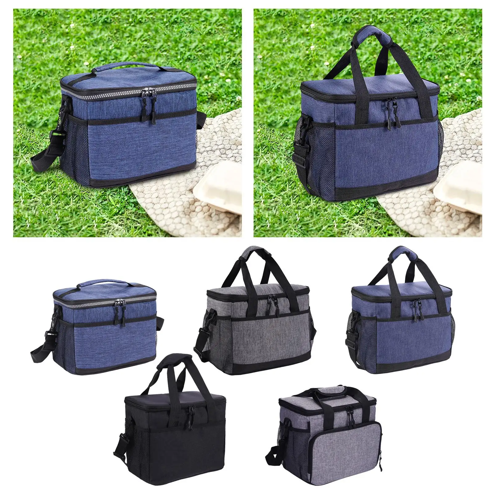 Insulated Cooler Bag with Adjustable Strap Lightweight Leakproof Lunch Box for Fishing Camping Office Park Day Trips Picnic Insulated Cooler Bag with Adjustable Strap Lightweight Leakproof Lunch Box for Fishing Camping Office Park Day Trips Picnic