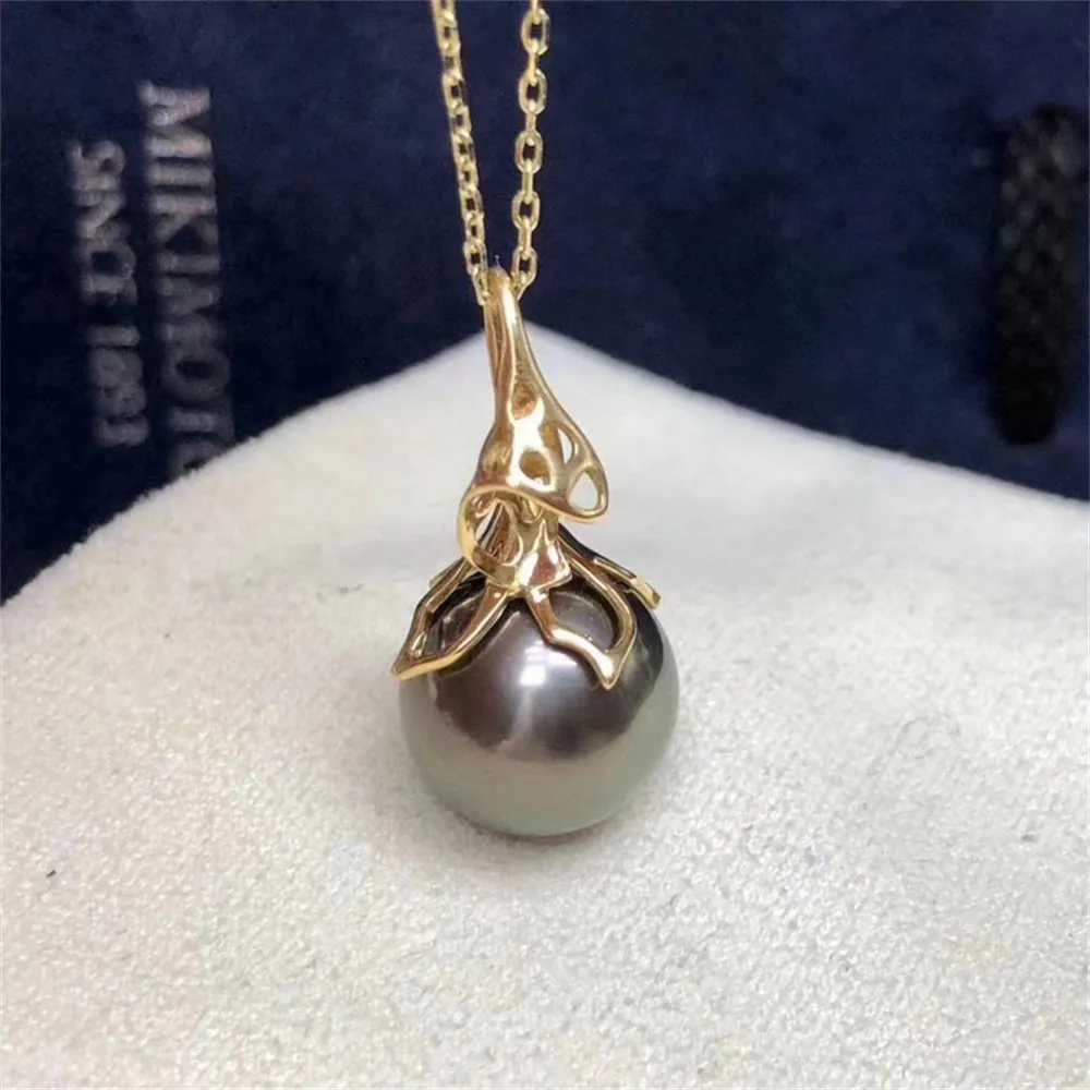 

DIY Pearl Accessories S925 Sterling Silver Pendant Empty Holder Fashion Necklace Jade Pendant with 11-12mm Round Beads