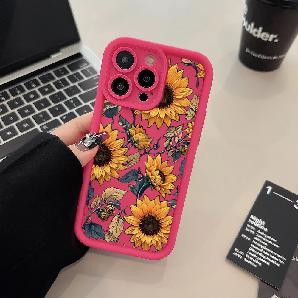 Funda para iPhone 16 Funda para iPhone 15 Pro Max Funda con estampado de flores para iPhone 14 13 12 11 XS XR X 7 8 Plus SE 2022 Funda