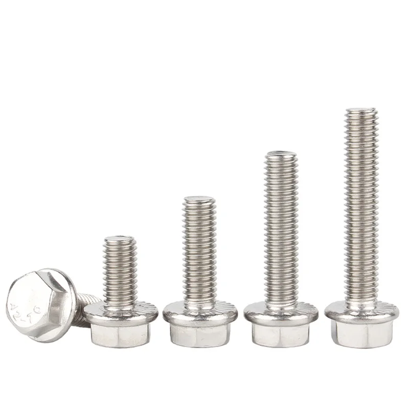 UNC Hex Head Flange Bolts With Serrations In A2 Stainless Steel