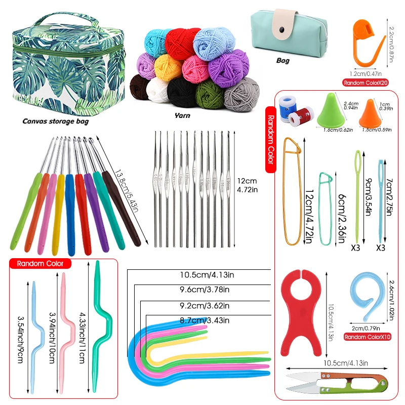 KRABALL Cotton Yarn Thread Ball For Crochet Knit Hook Sets Hand Knitting Needles Tools Crochet Ball Markers Accessories With Bag