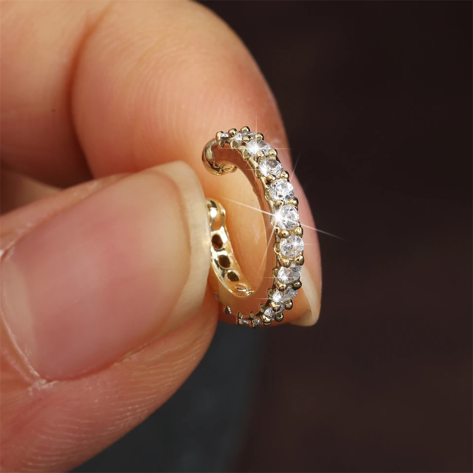 Fashion Geometric Cubic Zirconia Clip Earrings for Women New Ins Simple U-shaped Without Pierced Ears Jewelry RE2756 ear clip earrings clip earrings ear clip ear accessories