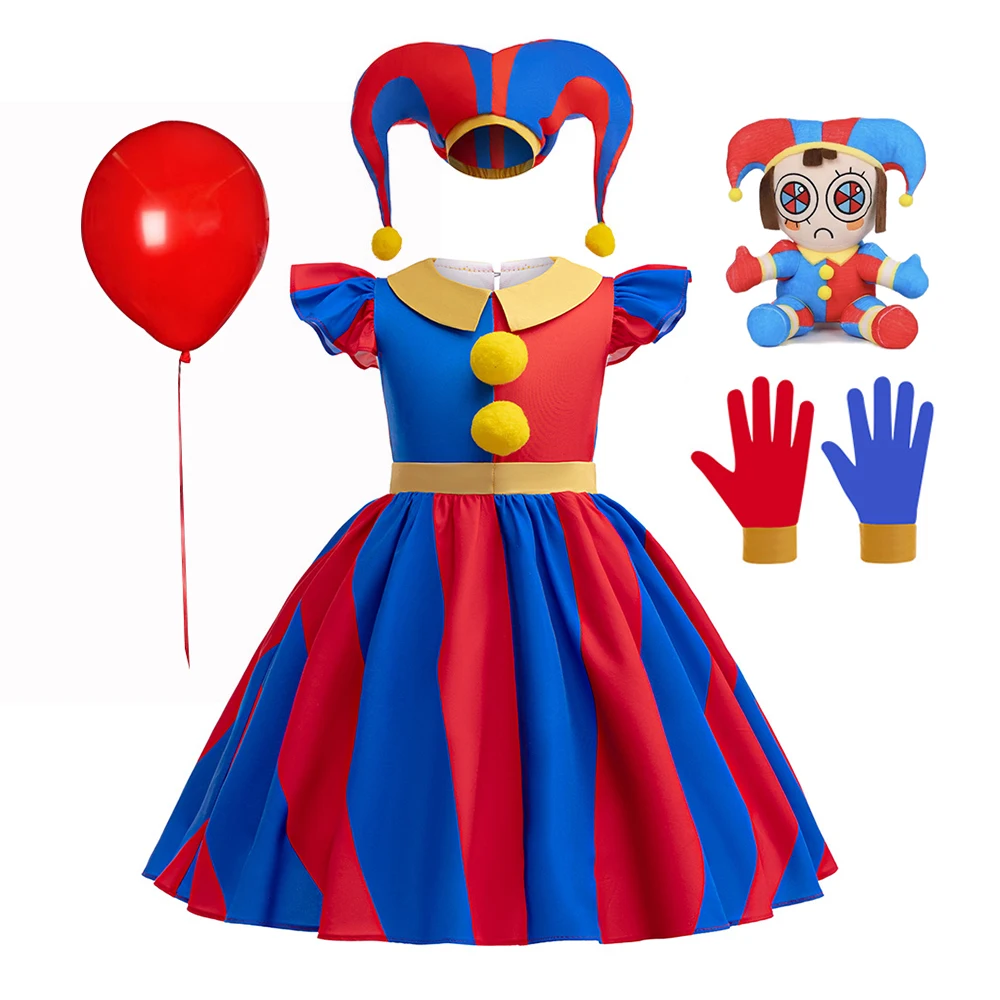 thumbnail image 2 of Disfraz de Halloween para niños, traje de payaso, Pomni, el increíble circo Digital, actuación, fantasía, Carnaval, fiesta de disfraces, 2 of 5