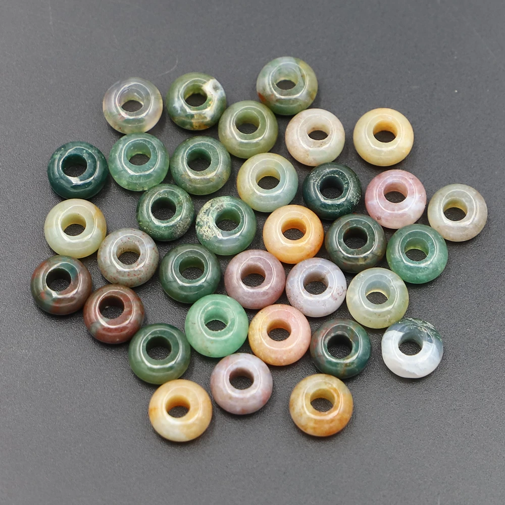 【Free Shipping】 Natural Crystal Agate Jade Abacus Large Hole Beads Hand-woven Accessories Materials DIY Jewelry Making 30Pcs/Lot