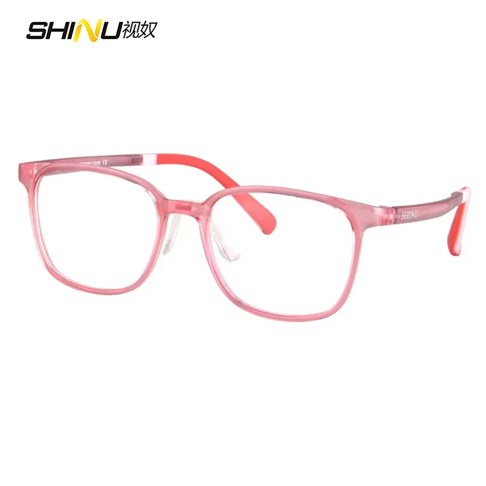 SHINU Children's Glasses Ppsu Plastic Eyeglasses Blue Light Blocking Computer Lenses Kids Pink Glasses Frame No Diopter