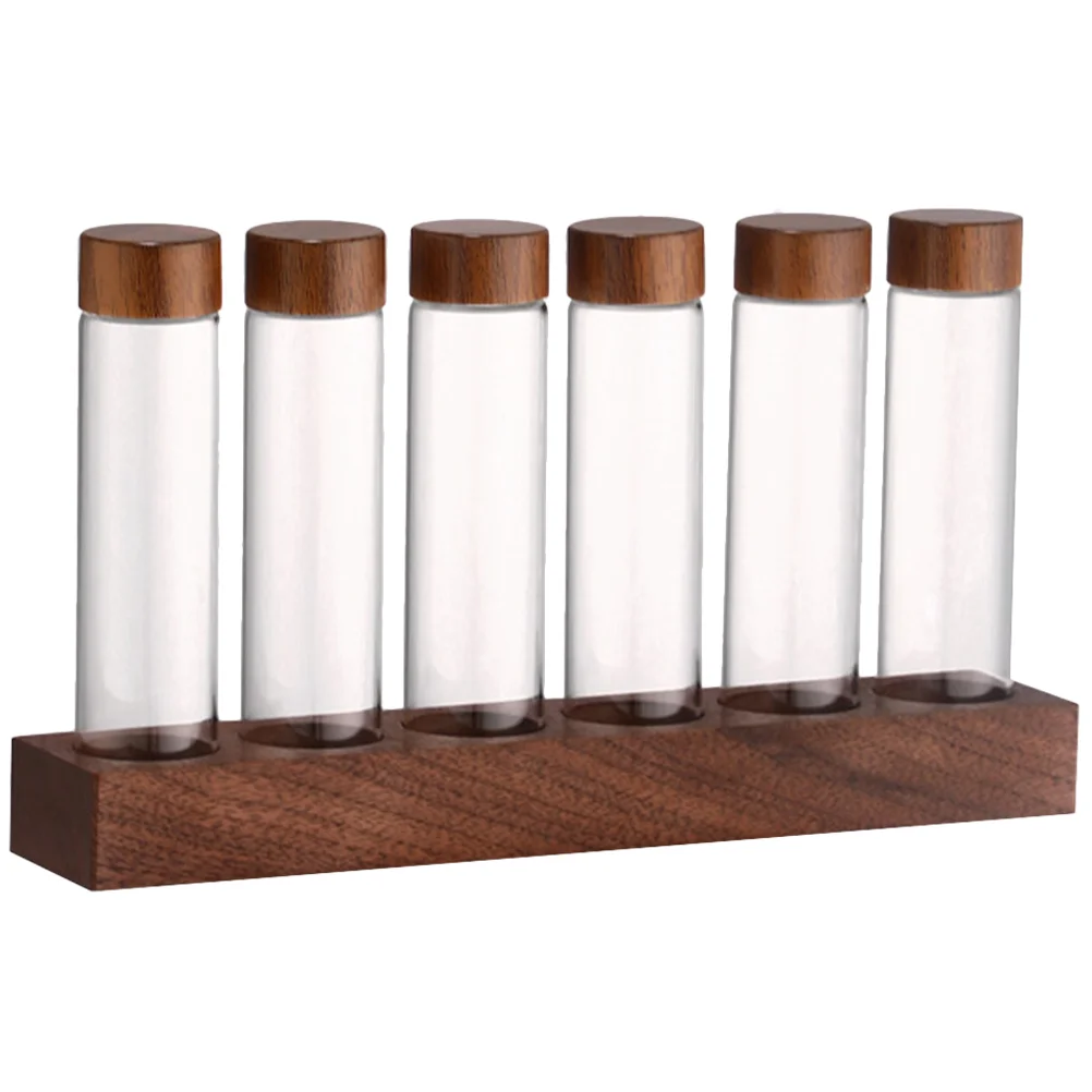 

Glass Test Tube Set Plastic Stoppers Wood Rack Glass Coffee Bean Container Mini Glass Bottles Jars Lab