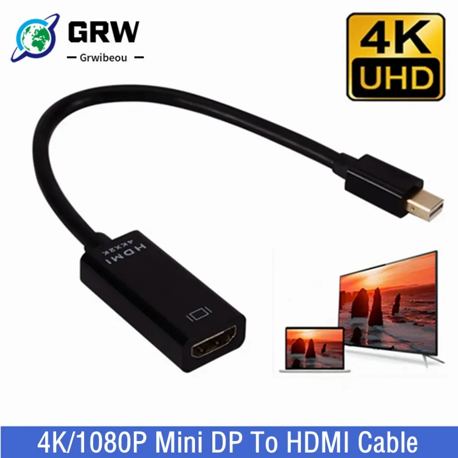 

Mini DP To HDMI-compatible Adapter Cable 4K/1080P Male To Female DisplayPort to HD Converter For Macbook Pro Air Mac Surface Pro