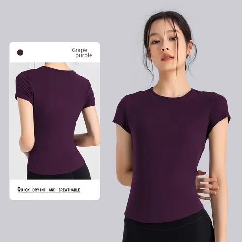 Women's Outdoor Sports Shirt Yoga Wear Fitness T-Shirt Quick Dry Running T-Shirt Workout Top Female Sportswear Exercise Clothing - Image 4